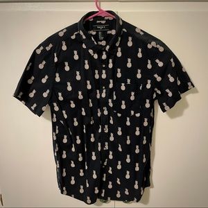 Short Sleeve Pineapple Button-Down Shirt